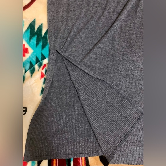 Long Gray Knot Dress with double short leg split size L - Picture 2 of 2